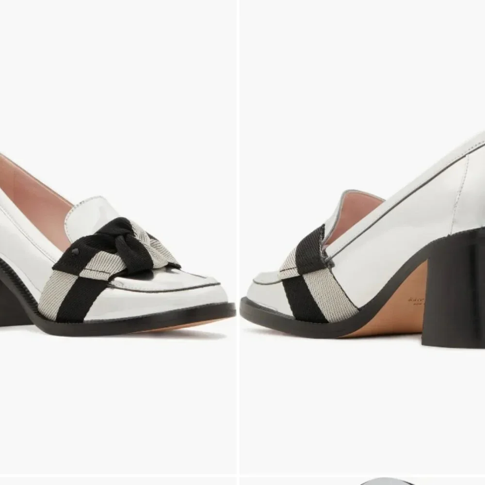 Kate Spade New York Leandra Block Heel Loafers – Silver – Size 9 – NWT